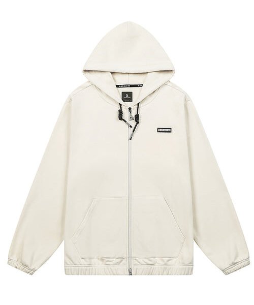 Essential Banded Zip-Up Hoodie in Neutral Tone