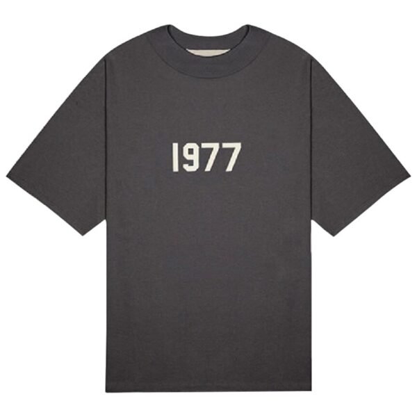 A black t-shirt featuring the year "1977" prominently displayed on the front.