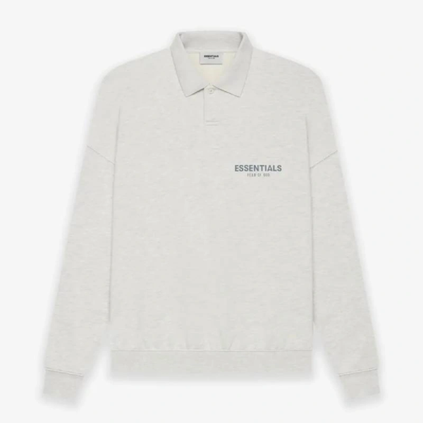 White polo shirt featuring a logo on the left chest area.