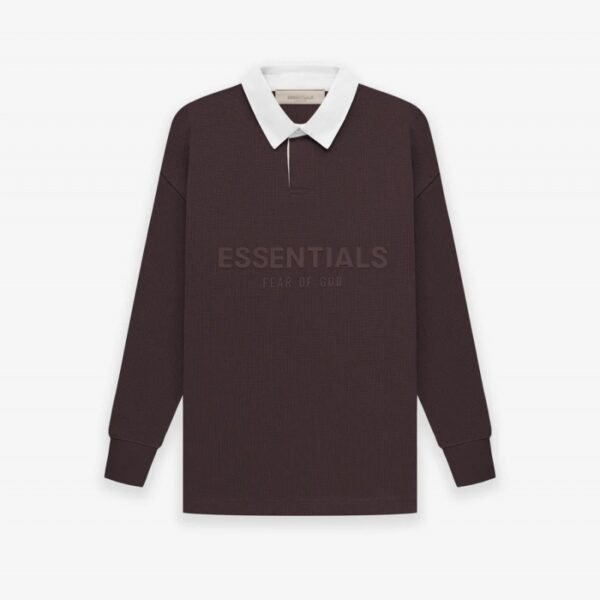 Maroon Essentials polo shirt displayed on a plain background, showcasing its classic design and fabric texture.