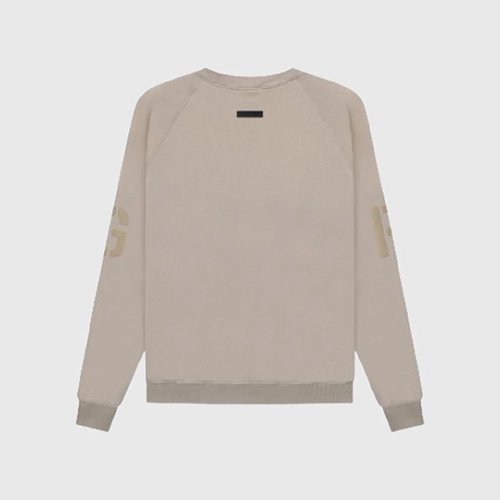 Beige sweatshirt featuring gold lettering, labeled as FG-Essentials-Crewneck-Sweatshirt.
